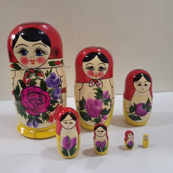 ماتروشکا 7 تکه 19 سانتی وارداتی روسیه طرح مطابق تصویر ماتریوشکا سوغات روسیه