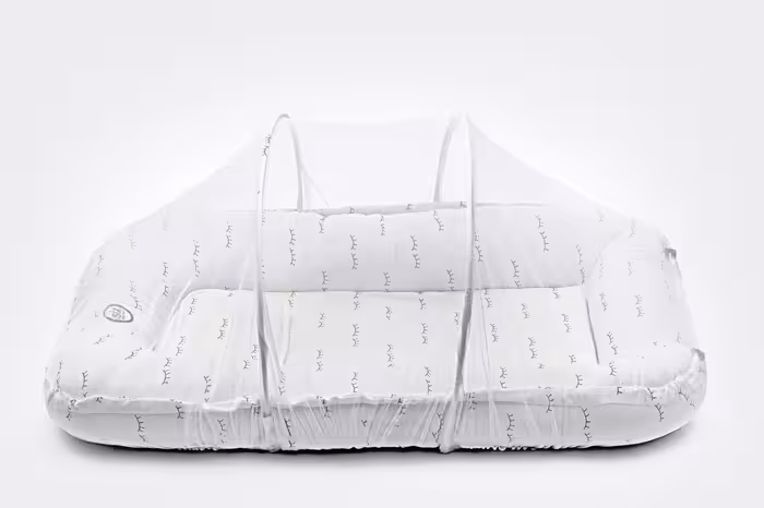 پشه بند تشک  گارد دار نوزاد طرح دار صورتی ایس ایز Isiz