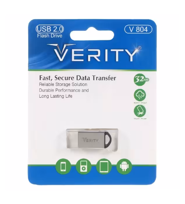 فلش مموری وریتی مدل V804 ظرفیت 32 گیگابایت نقره ای