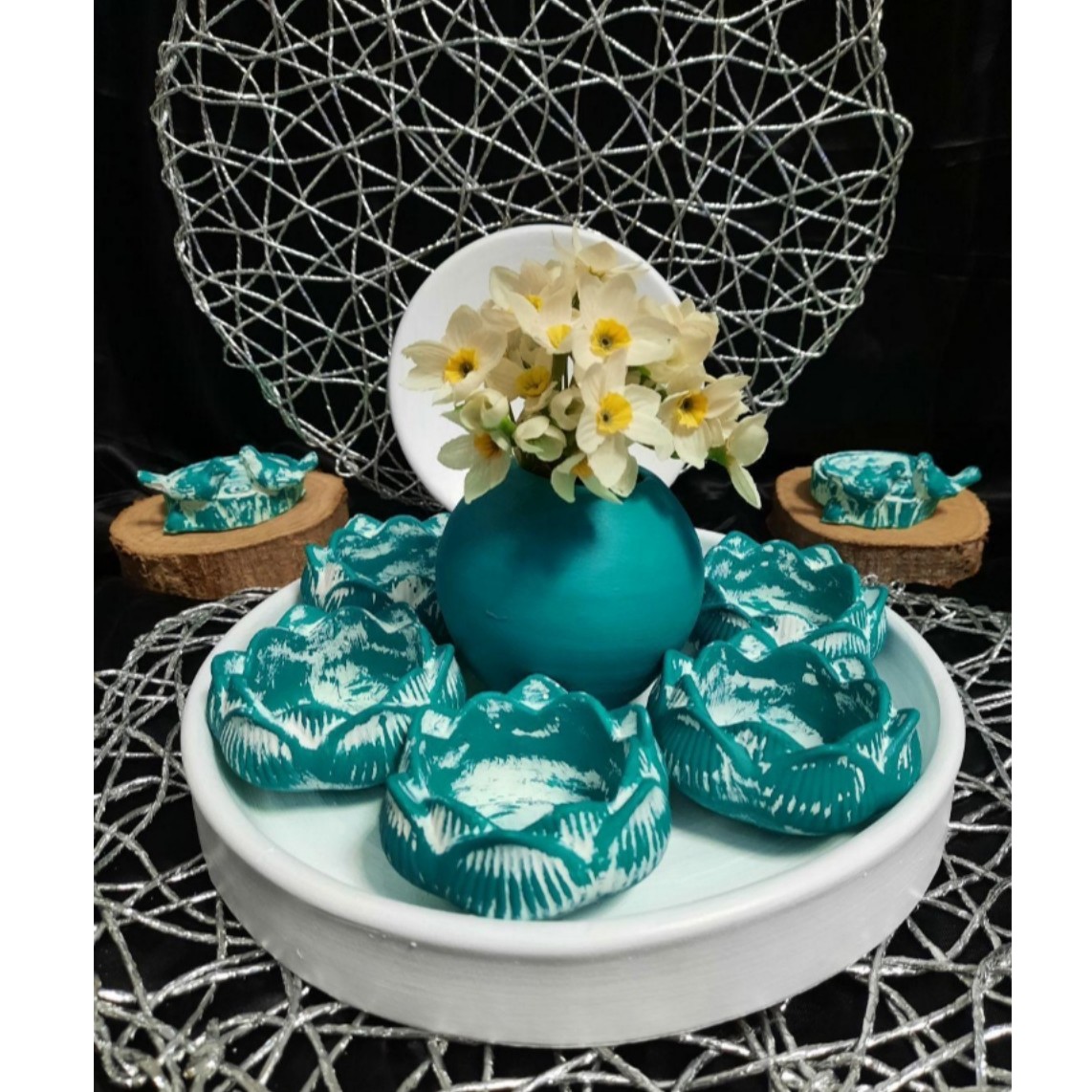 هفت سین.فیروزه ای طرح لاله سفالی 