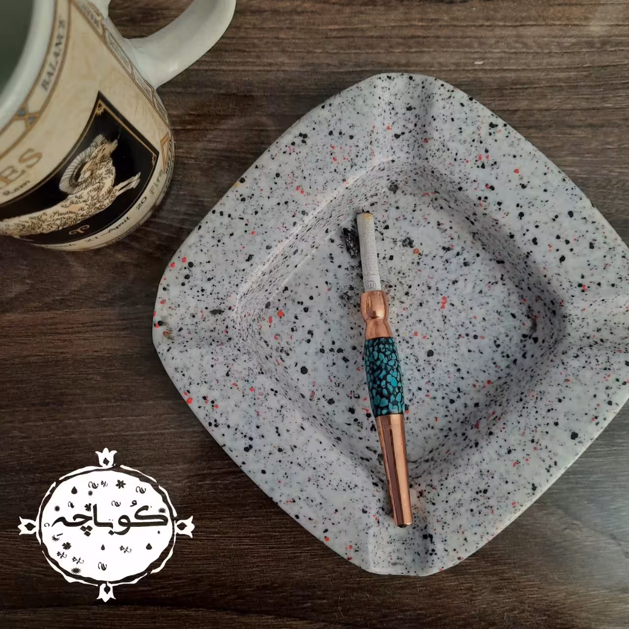 لبگیر قلیان و سیگار مس و فیروزه کوبی 