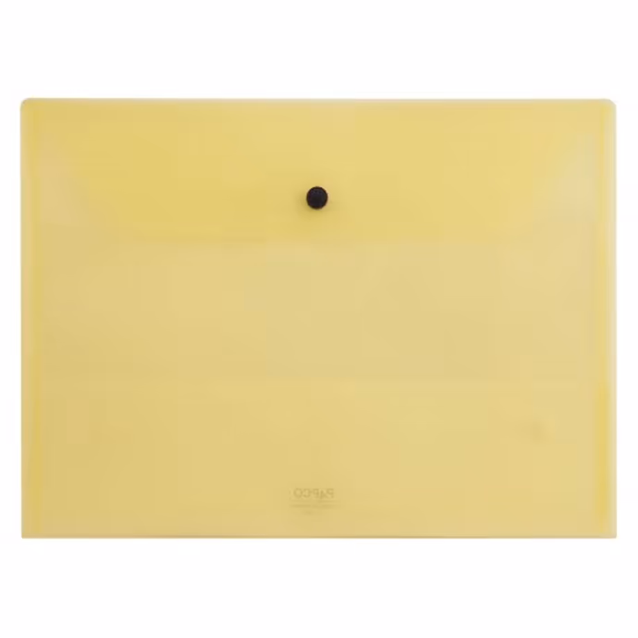 پوشه دکمه دار پاپکو مدل شفاف A4 کد A4-105T رنگ زرد