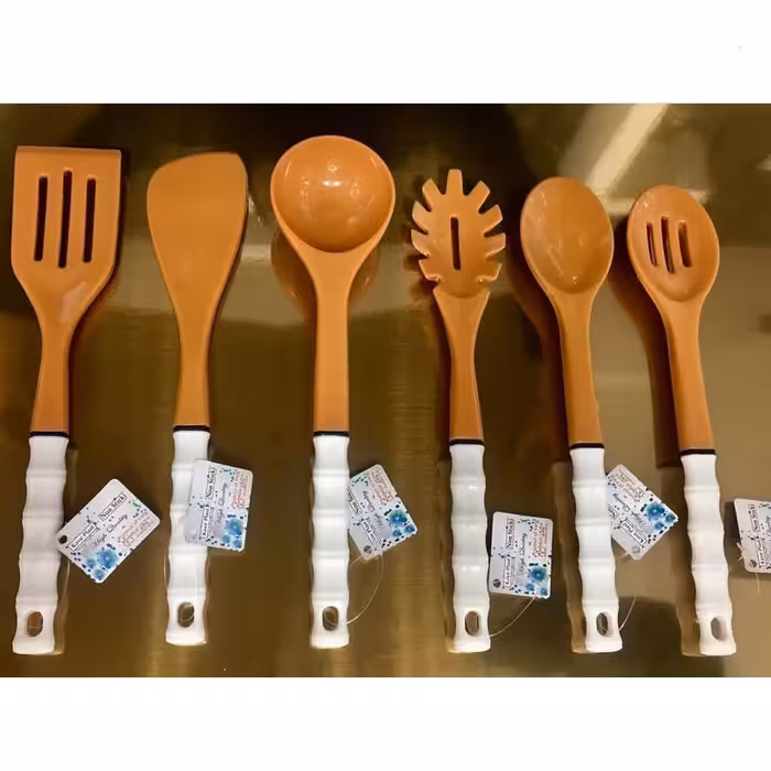 پک 6 عددی کفگیر و ملاقه پلاستیکی طرح بامبو