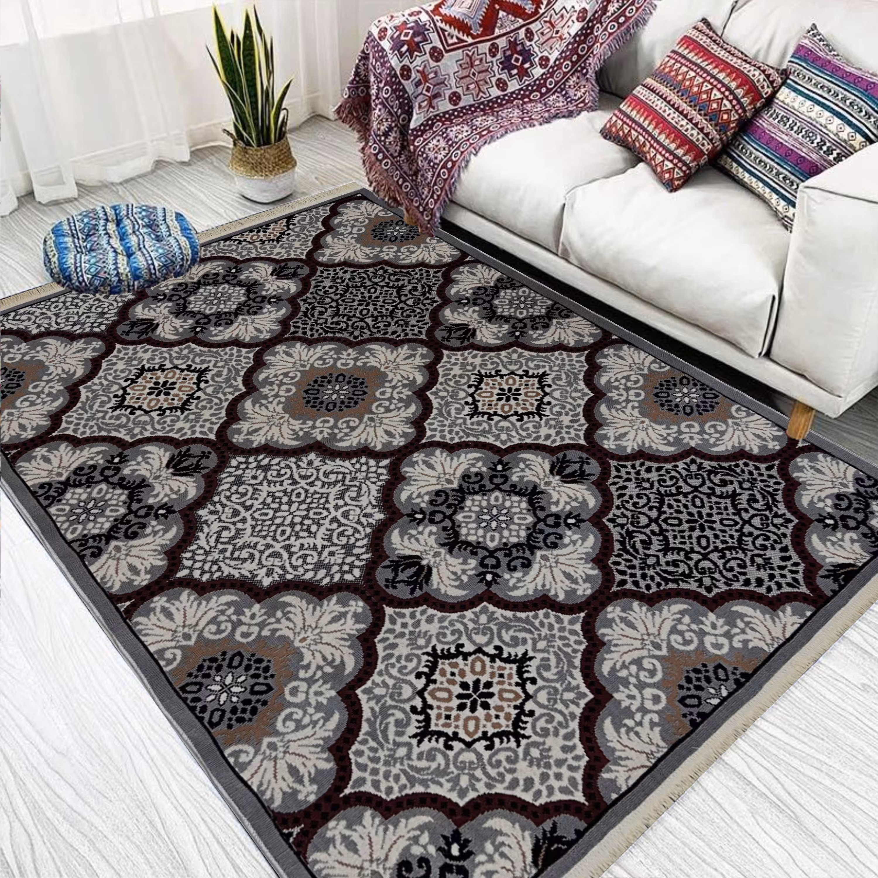 گلیم آشپزخانه 4 متری (2.25-1.5) رنگ نقره ای  طرح 802