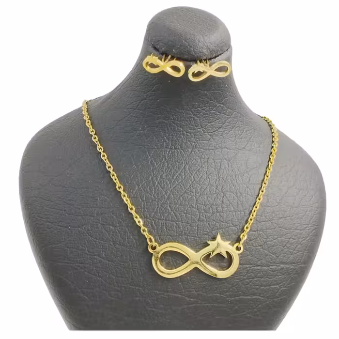 نیم ست استیل طرح بی نهایت و ستاره استیل رنگ ثابت ضد حساسیت