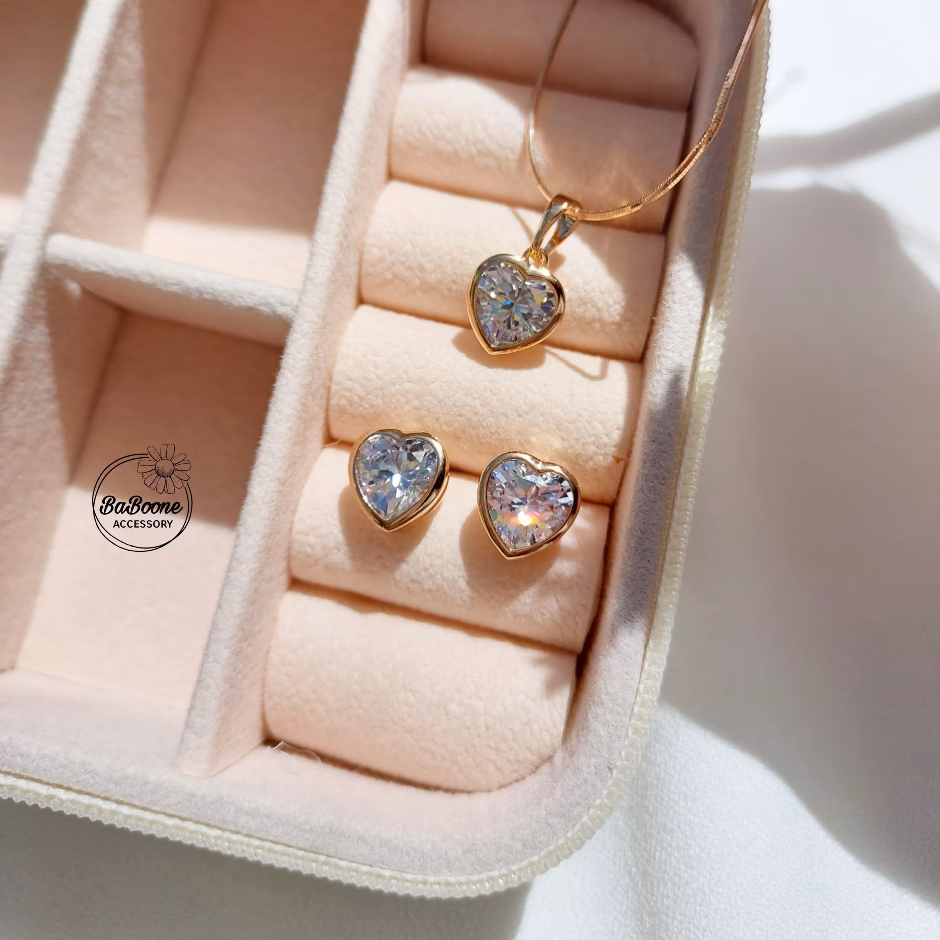 نیم ست قلب  کریستالی 