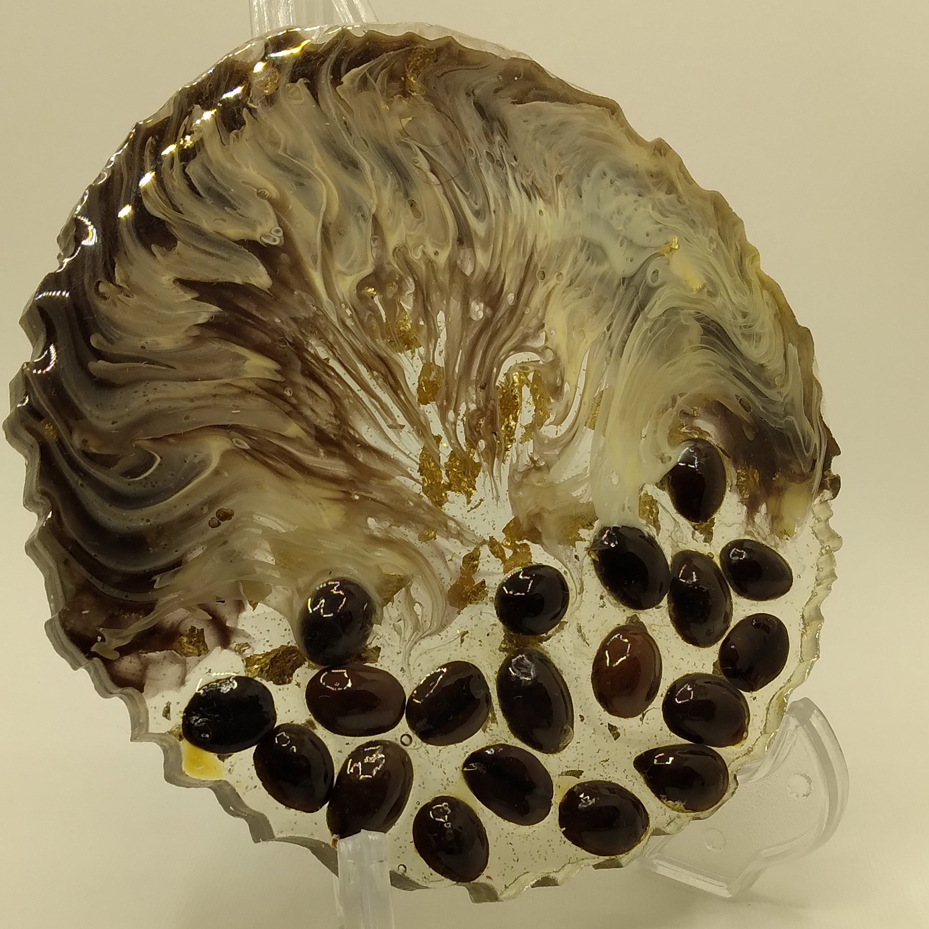 زیرلیوانی رزینی طرح دانه قهوه بفرم دایره دالبر قطر 12 سانت