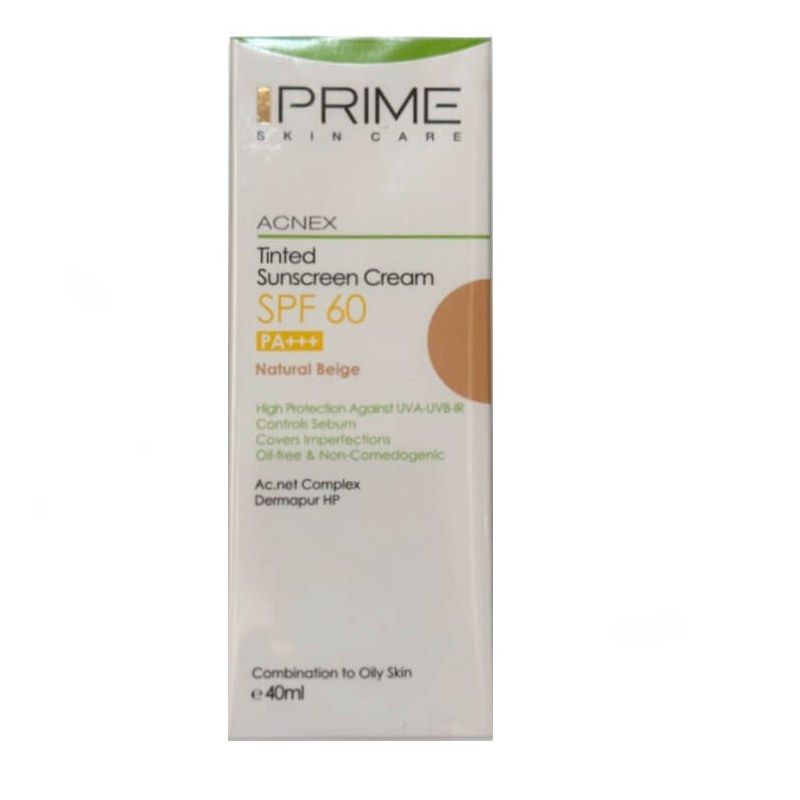 کرم ضد آفتاب پریم فاقد چربی SPF60  رنگ بژ طبیعی 40 میلی لیتری