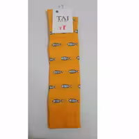 جوراب بلند زیرزانو رنگ زردنارنجی طرح ماهی نخی نرم و راحت مارک تاج ایرانی بلندی از پاشنه 35 سانت