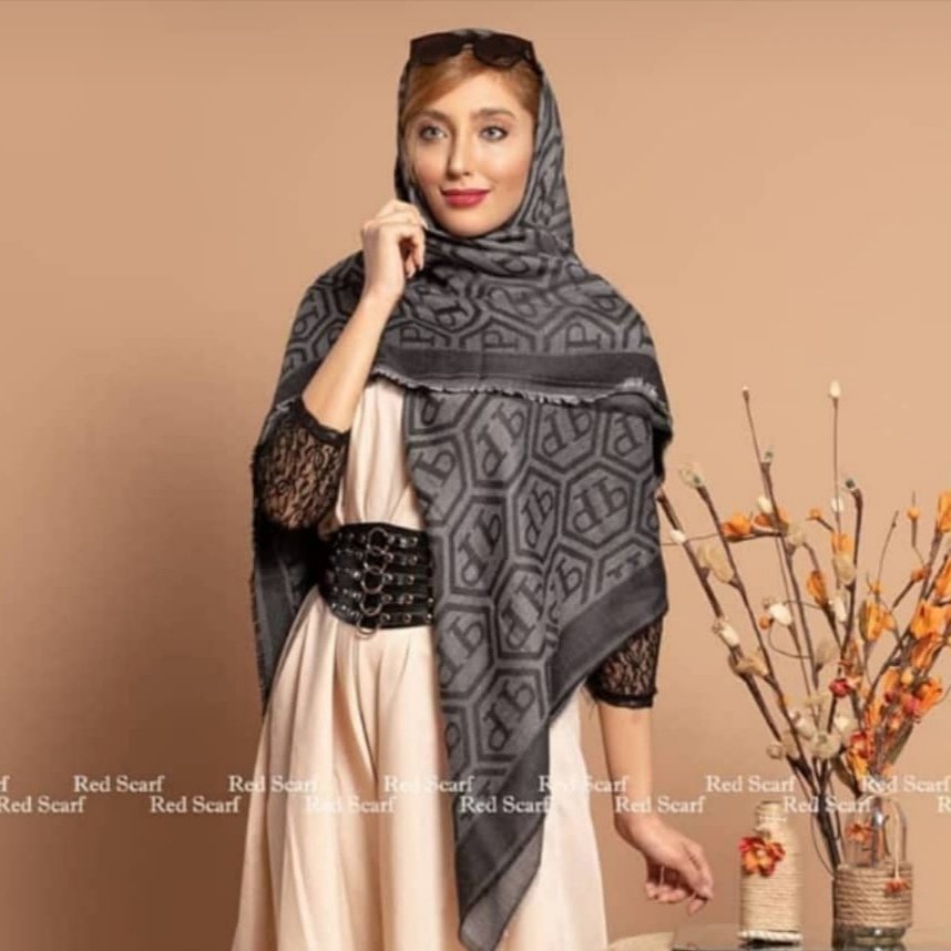 روسری نخی پاییزه ملانژ دو رو