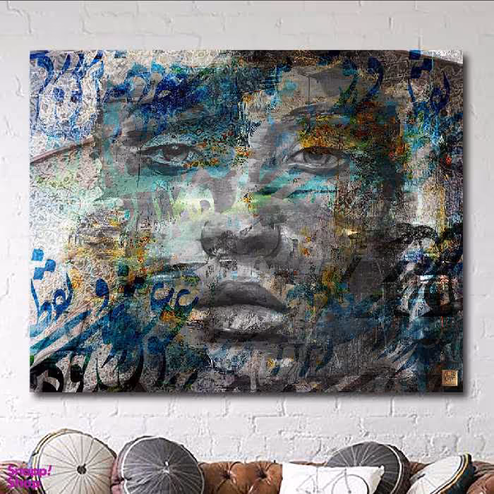 تابلو بوم نقاشی خط چارگوش طرح شعر عاقلان نقطهٔ پرگارِ وجودند کد 7115