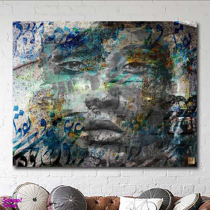 تابلو بوم نقاشی خط چارگوش طرح شعر عاقلان نقطهٔ پرگارِ وجودند کد 7115