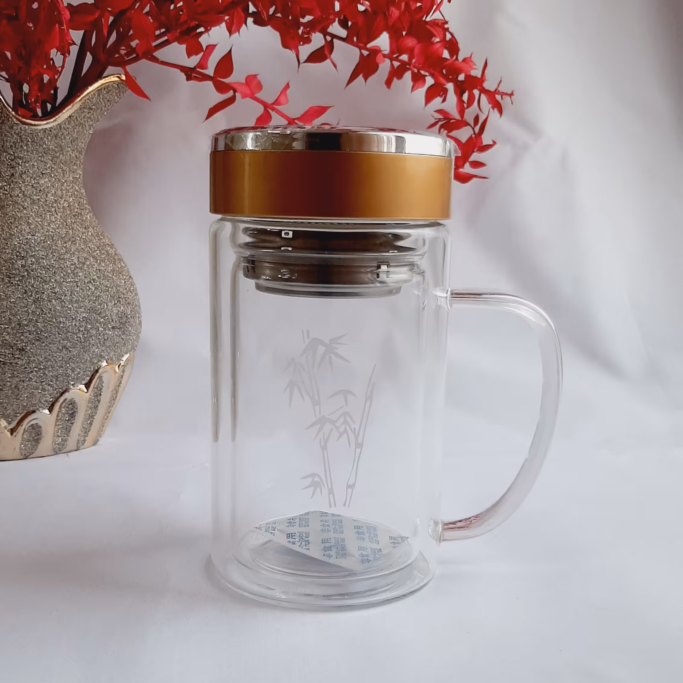 لیوان دمنوش دوجداره دسته‌دار 