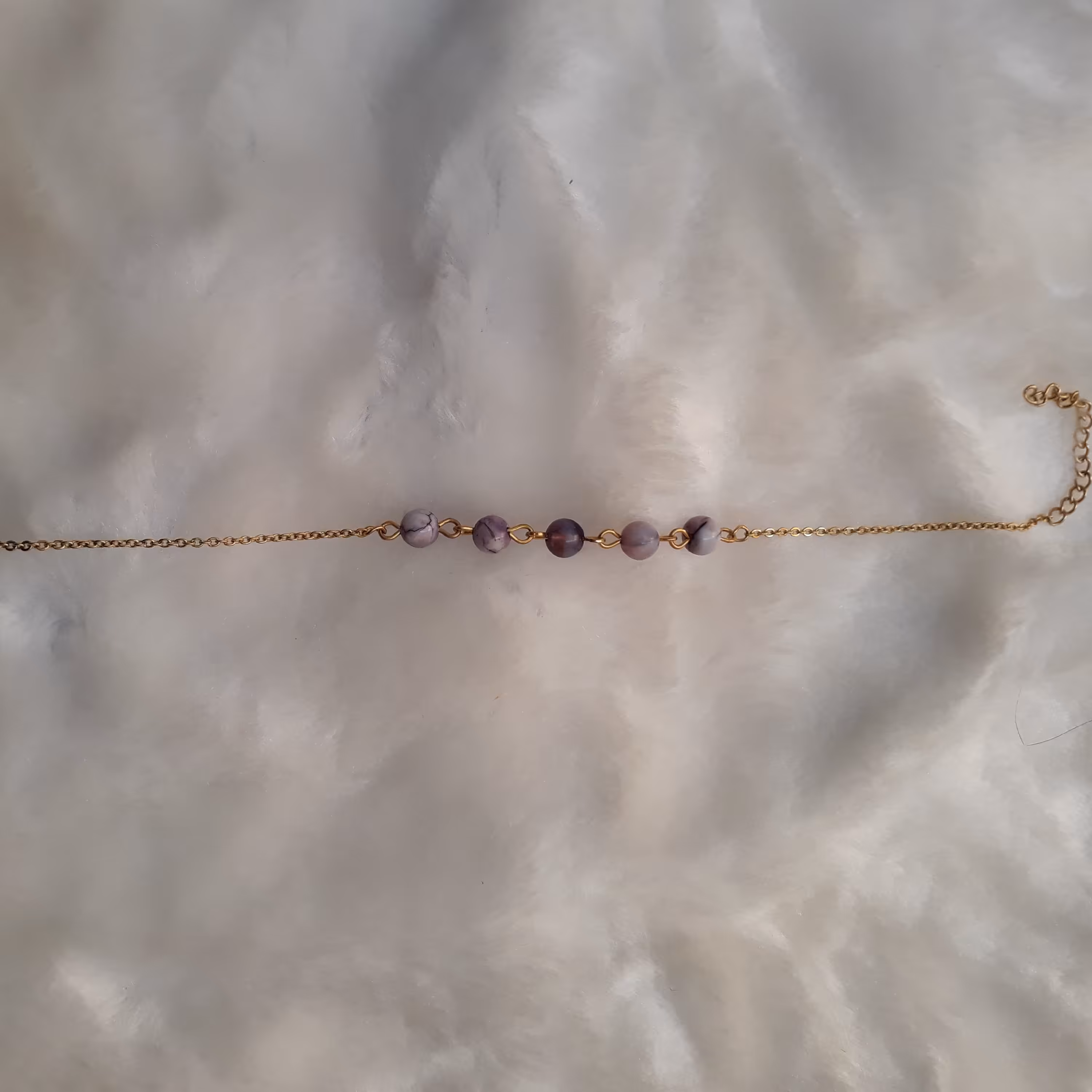 دستبند سنگ عقیق یاسی تمام استیل رنگ ثابت