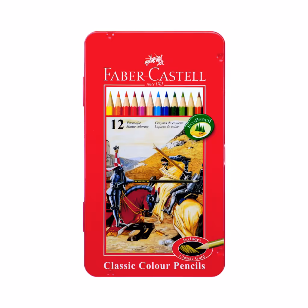 مداد رنگی 12 رنگ جعبه فلزی فابر کاستل