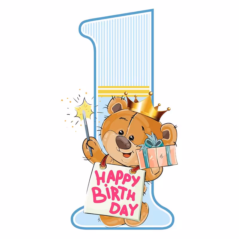 استند رومیزی تولد مدل عدد 1 طرح تدی پسر کد 921