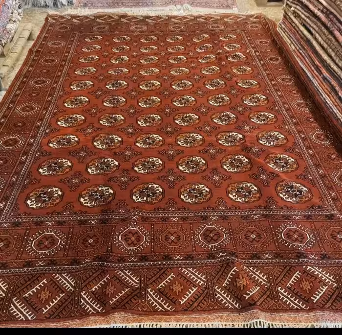 فرش دستبافت  9متری ترکمن  ریزبافت و  اعلا 