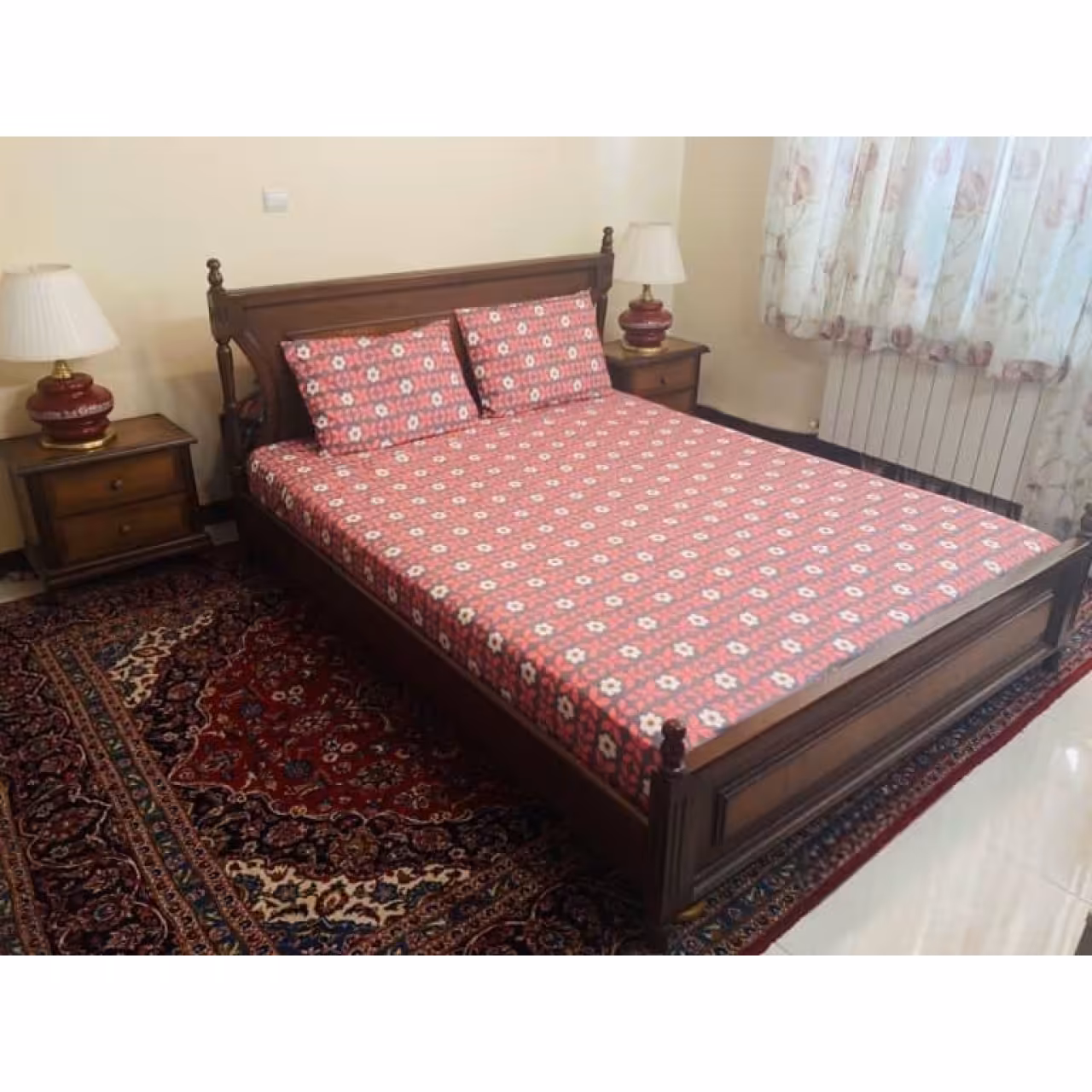 روتختی کشدار تشک تخت دونفره طرح بهشت 180*200 سانتی‌متر