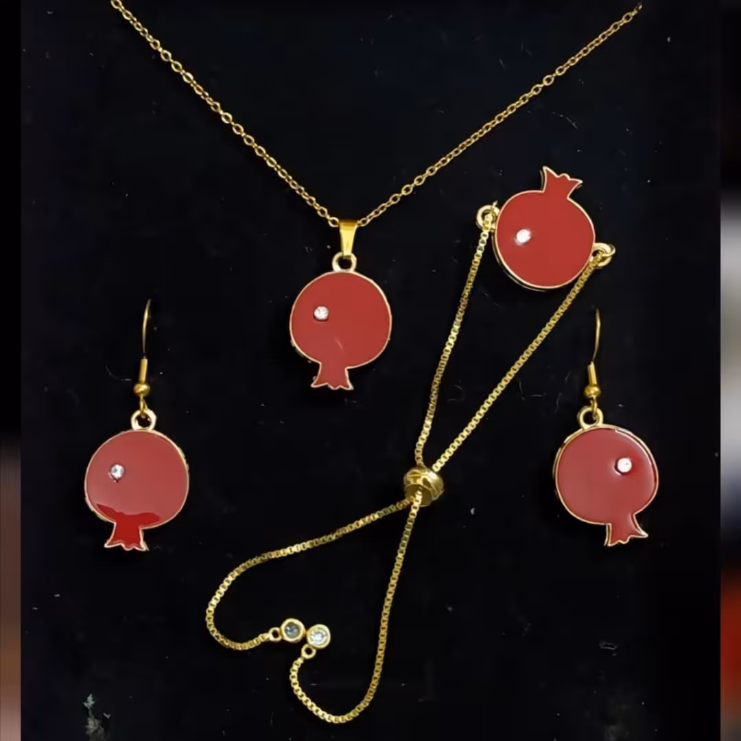 ست کامل پلاک انار با دستبند آسانسوری 