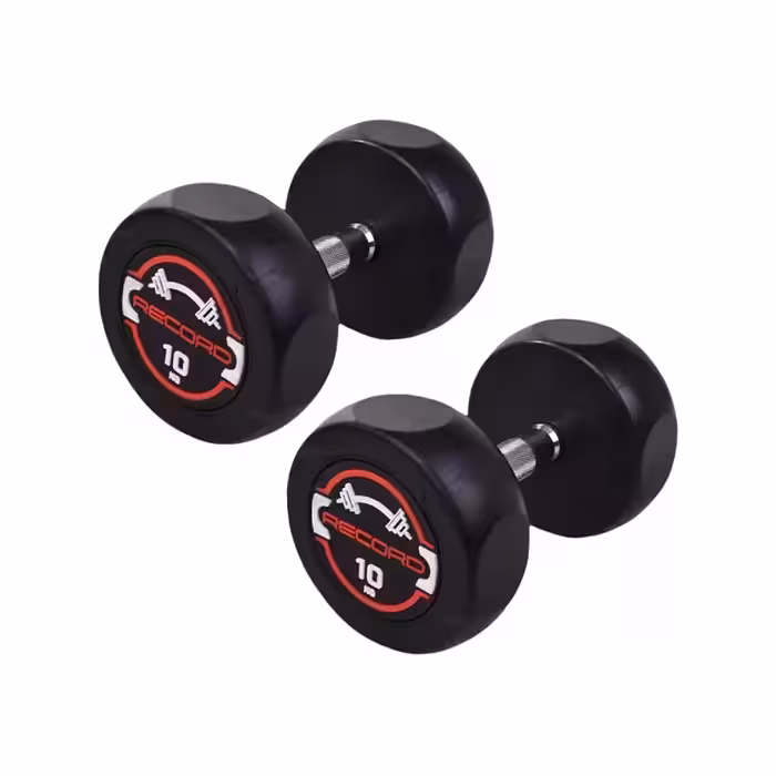 دمبل گرد استوپ دار 10 کیلوگرمی Record بسته دو عددی