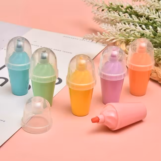 هایلایتر بستنی قیفی با رنگ های پاستیلی محصول وارداتی