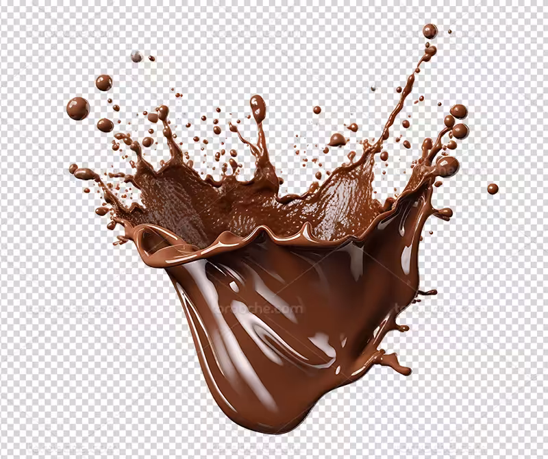 عکس PNG اسپلش کاکائو تازه | گرافیک با طعم تربچه