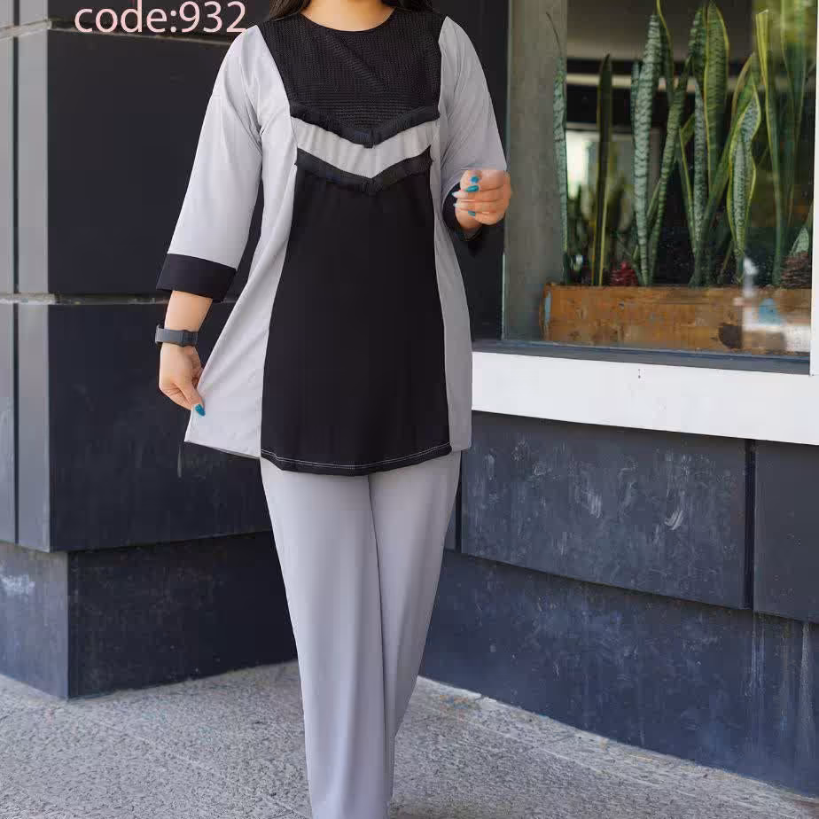 تونیک و شلوار سون خرجکار مشکی، جنس کرپ پلاس اعلا، فری سایز از 38تا44، ارسال رایگان به تمام نقاط کشورپوشاک زنانه نرگس2 