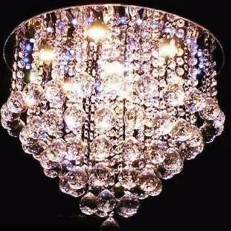 لوستر سقفی کریستالی مدرن گرد رنگ سفید جنس درجه یک شیشه ای