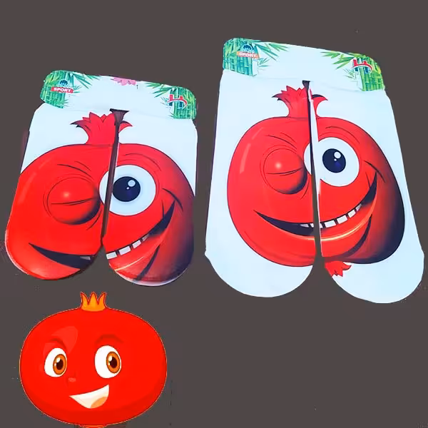 ست جوراب مادر و کودک طرح انار، مناسب شب یلدا، سایز بندی از کودک تا بزرگسال موجوده، رنگ ثابت