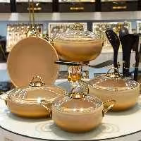 سرویس قابلمه گرانیتی 9 پارچه ROZE HOME رنگ کرمی