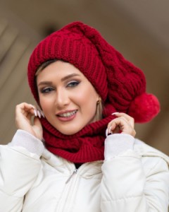 ست کلاه و شال رینگی بافت