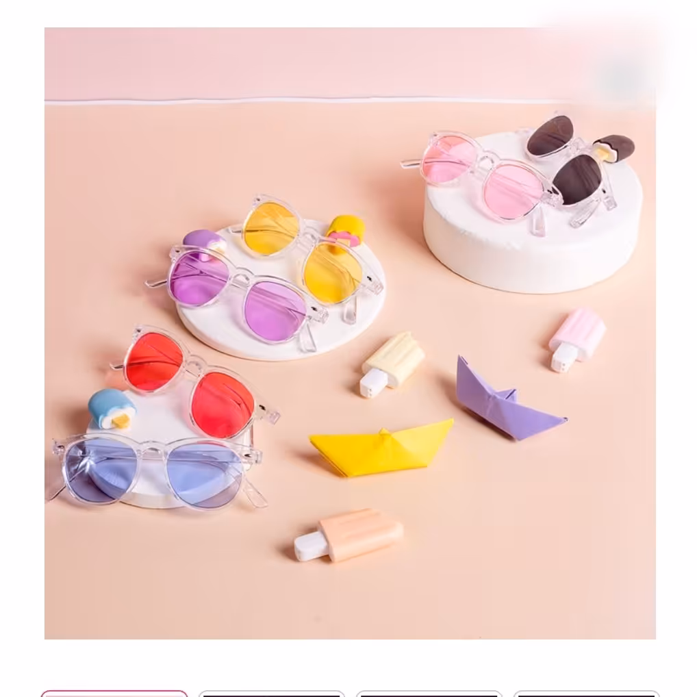 عینک آفتابی دخترانه سایز 2تا4سال شیشه رنگی اکسسوری دخترانه ضد اشعه uv