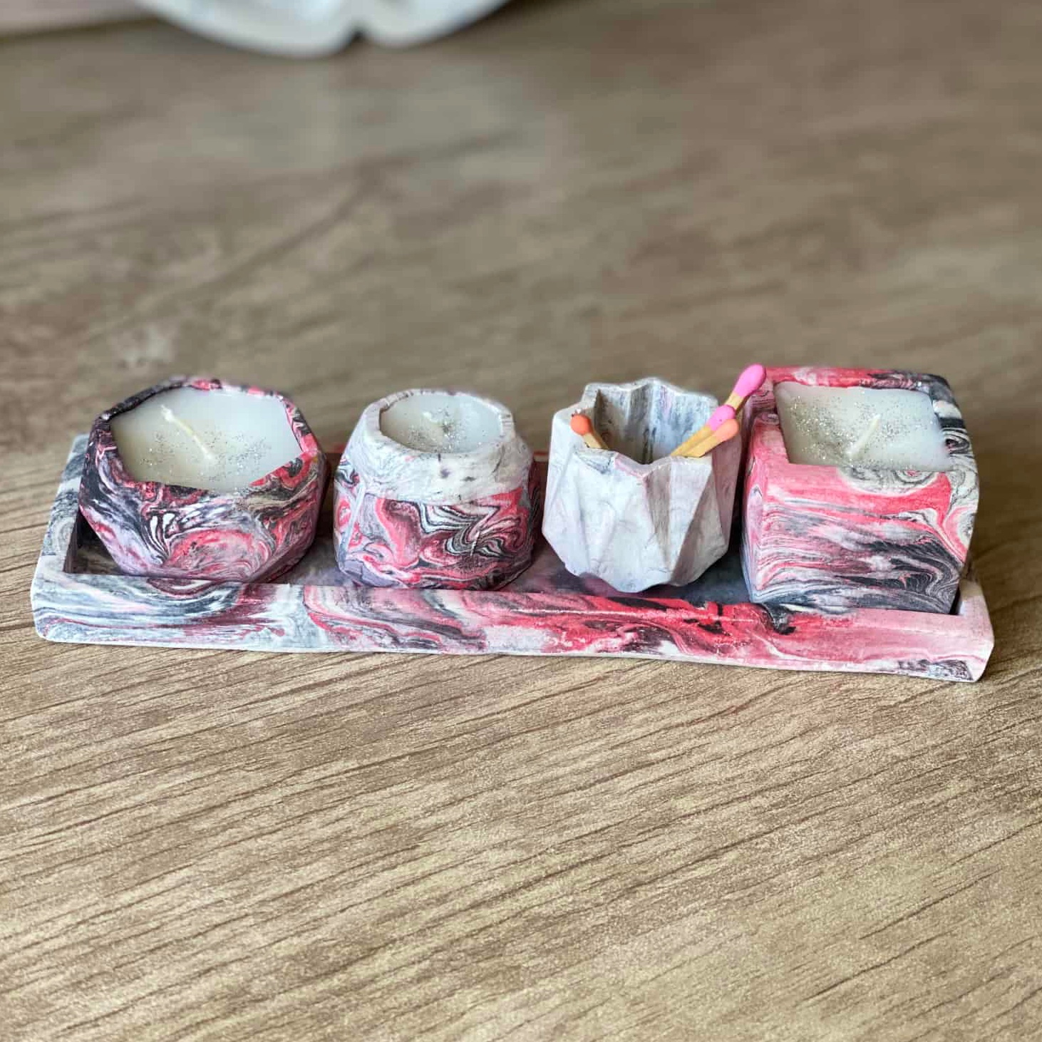 ست 5 تیکه جاشمعی سنگی