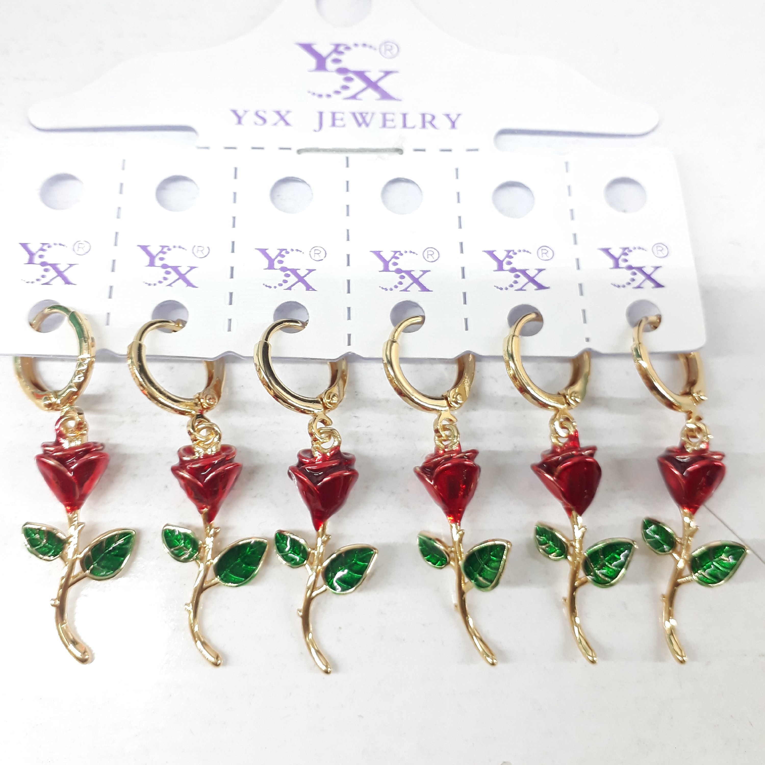 بدلیجات گوشواره گل رز برند ysx رنگ ثابت