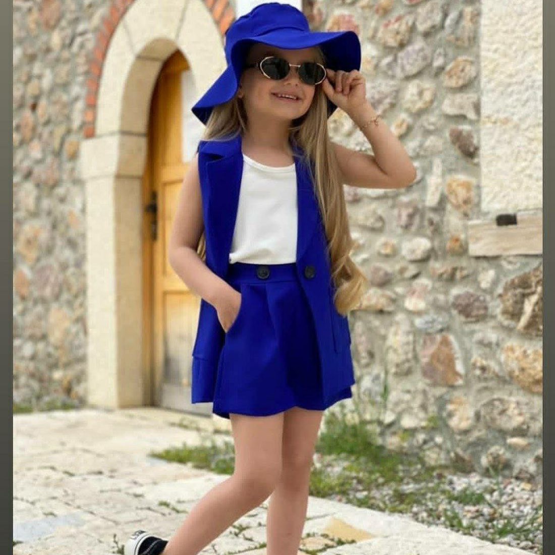 ست تاپ و کت وشورت وکلاه دخترانه