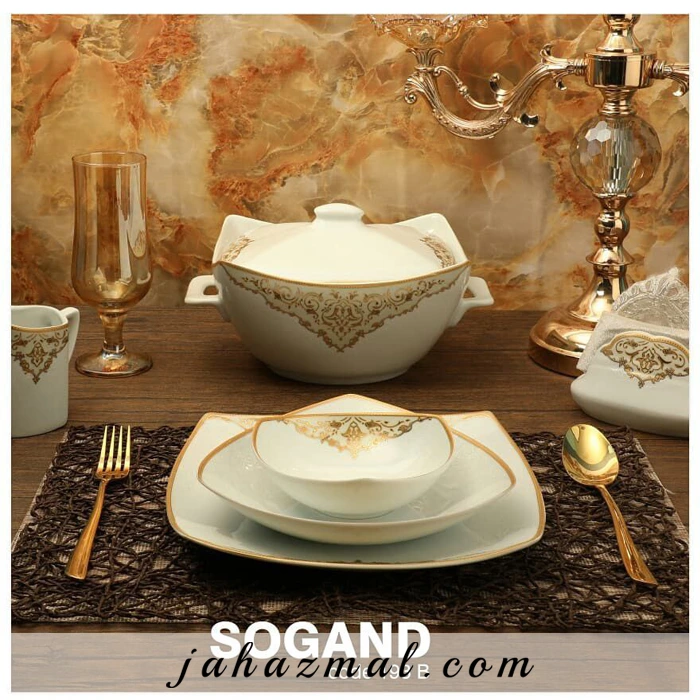 سرویس چینی پردیس طرح سوگند طلایی 105 پارچه کد 193b