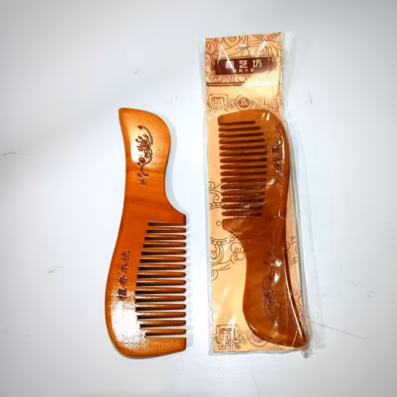 شانه چوبی دسته دار  دندانه درشت