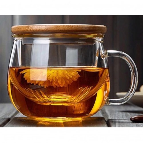لیوان دمنوش پیرکس در بامبو همراه صافی پیرکس،مناسب انواع چایی و دمنوش