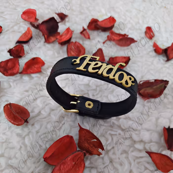 دستبند چرم با پلاک سفارشی یا آماده 