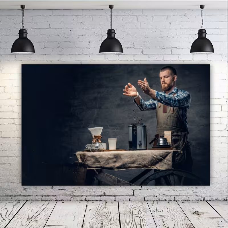 استیکر دیواری طرح قهوه و باریستا مدل SDA9412