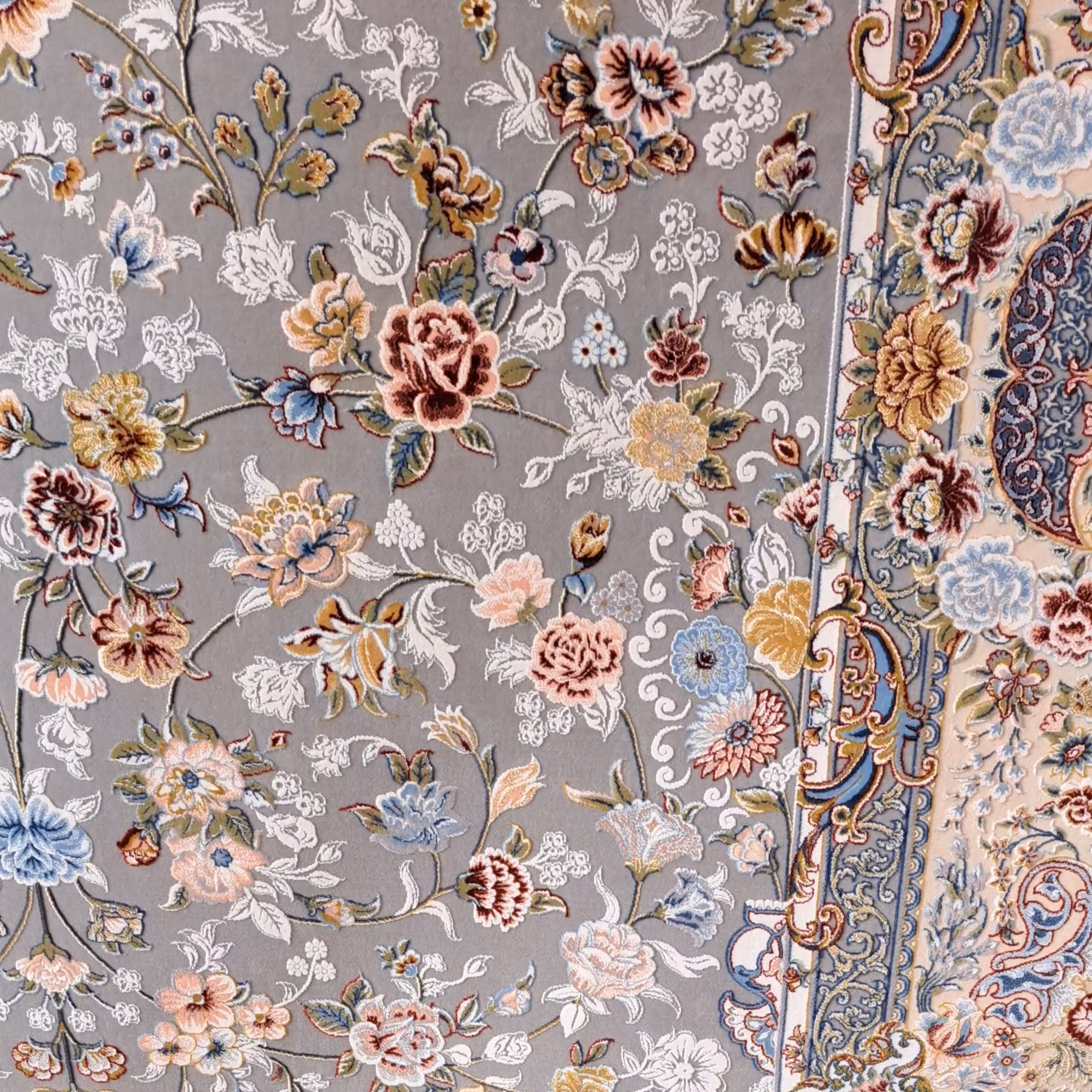 فرش  اکرلیک 12متری 1200 شانه گل برجسته  طلاکوب طرح کیمیای سعادت