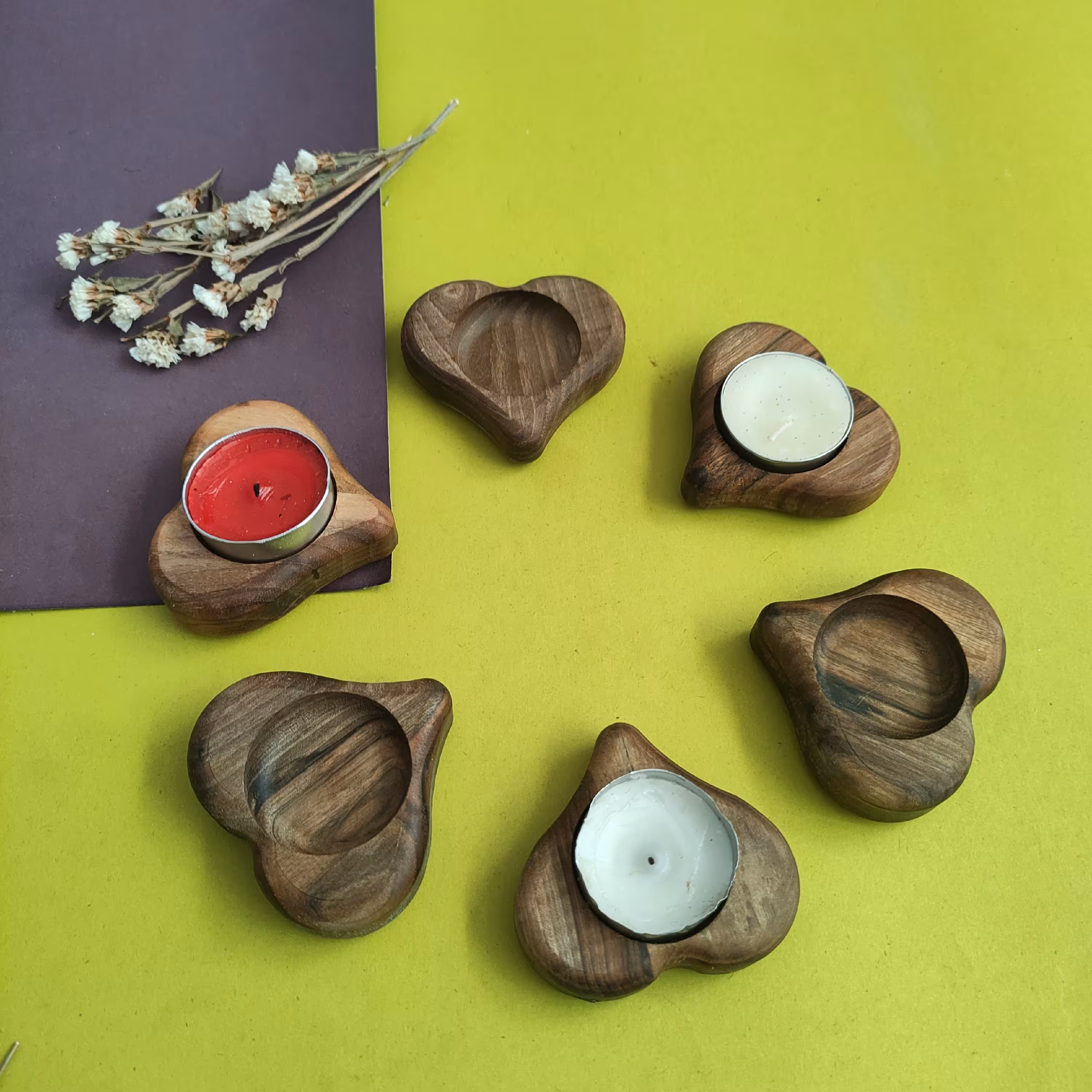 جا شمعی چوبی مجموعه 6عددی