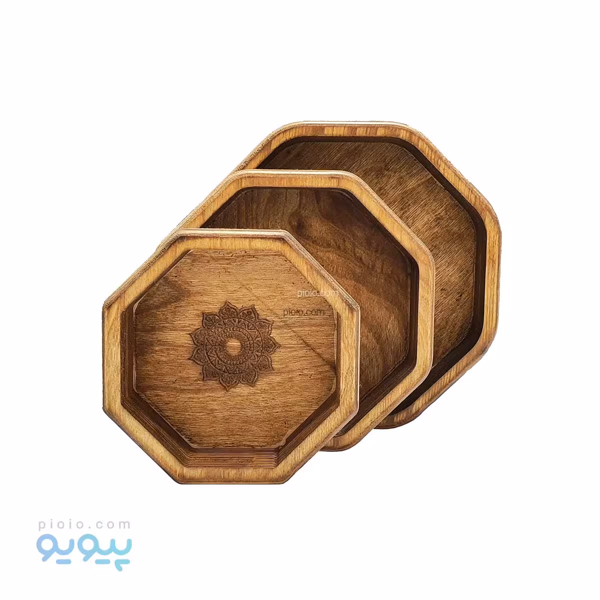 ظروف چوبی شش ضلعی مجموعه سه عددی