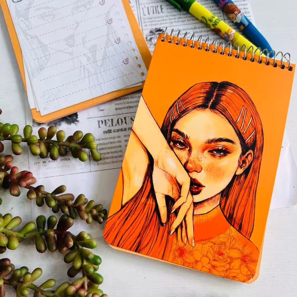 دفترچه یادداشت سیم از بالا طرحدار
تمام صفحه ها طرح دار هست
