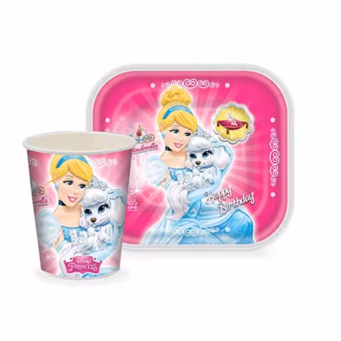 تم تولد بشقاب لیوان سیندرلا 12 عددی