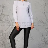 شومیز مجلسی کد Spica-2225 پارچه الیزا درجه یک ترک سایز  (5) 46 رنگ  طوسی با ارسال رایگان
