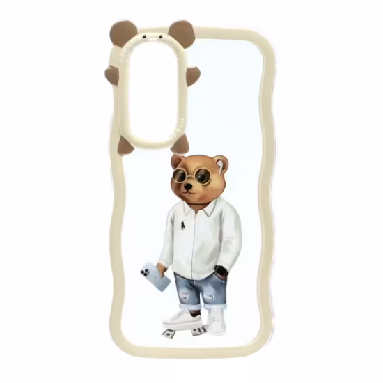 قاب گوشی کنگره ای محافظ لنز عروسک خرسی برای Samsung A54