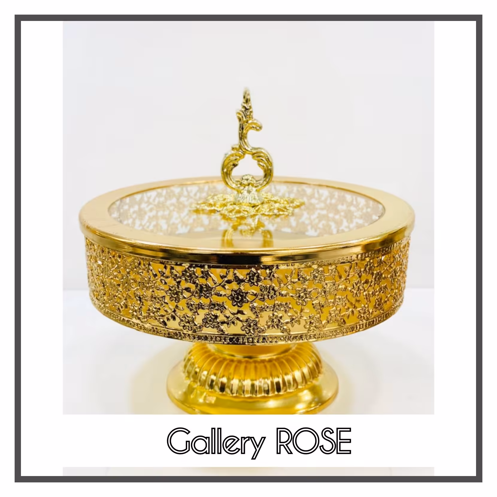 شکلات خوری گرد پایه دار (رنگ طلایی)