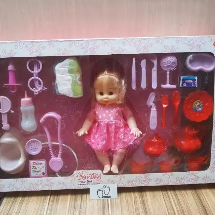 عروسک بی بی بورن  جدیدبا وسایل چای خوری ودکتری