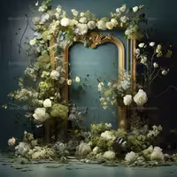 بک دراپ عکاسی با گل های سفید و سبز | گرافیک با طعم تربچه